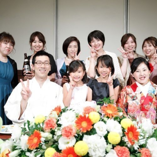 和装人前式で折鶴シャワー♪お子様も一緒で幸せいっぱい！